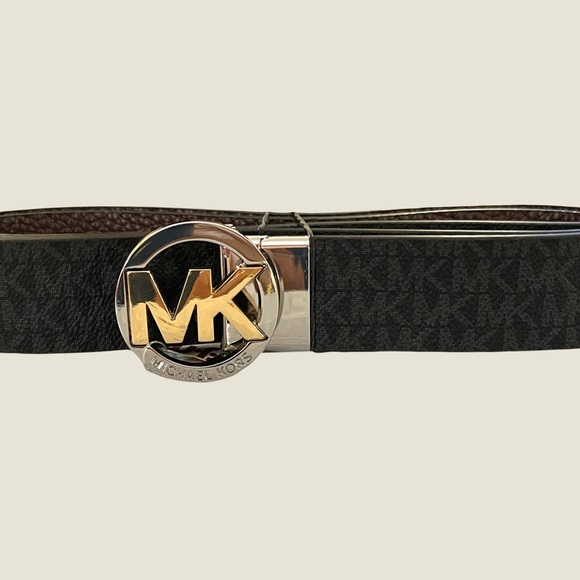 Michael Kors Black and Silver and Gold Logo Belt - Picture 1 of 7